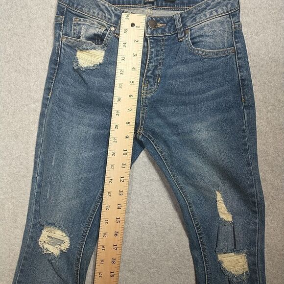 Harper Mid Rise Straight Jeans Size 25 Raw Hem Medium Wash Blue Denim 27X25. - Picture 3 of 8